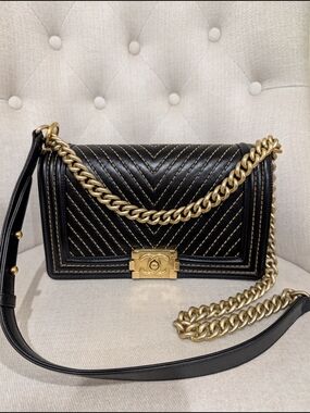 CHANEL Black Chevron Quilted Shoulder Bag Karl lagerfeld Edition